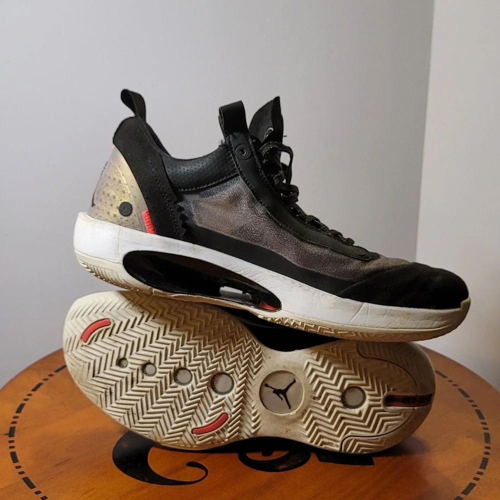 Nike Air Jordan 34 Low Heritage Black Grey Red CU3473-001 Mens 9 Basketball Shoe